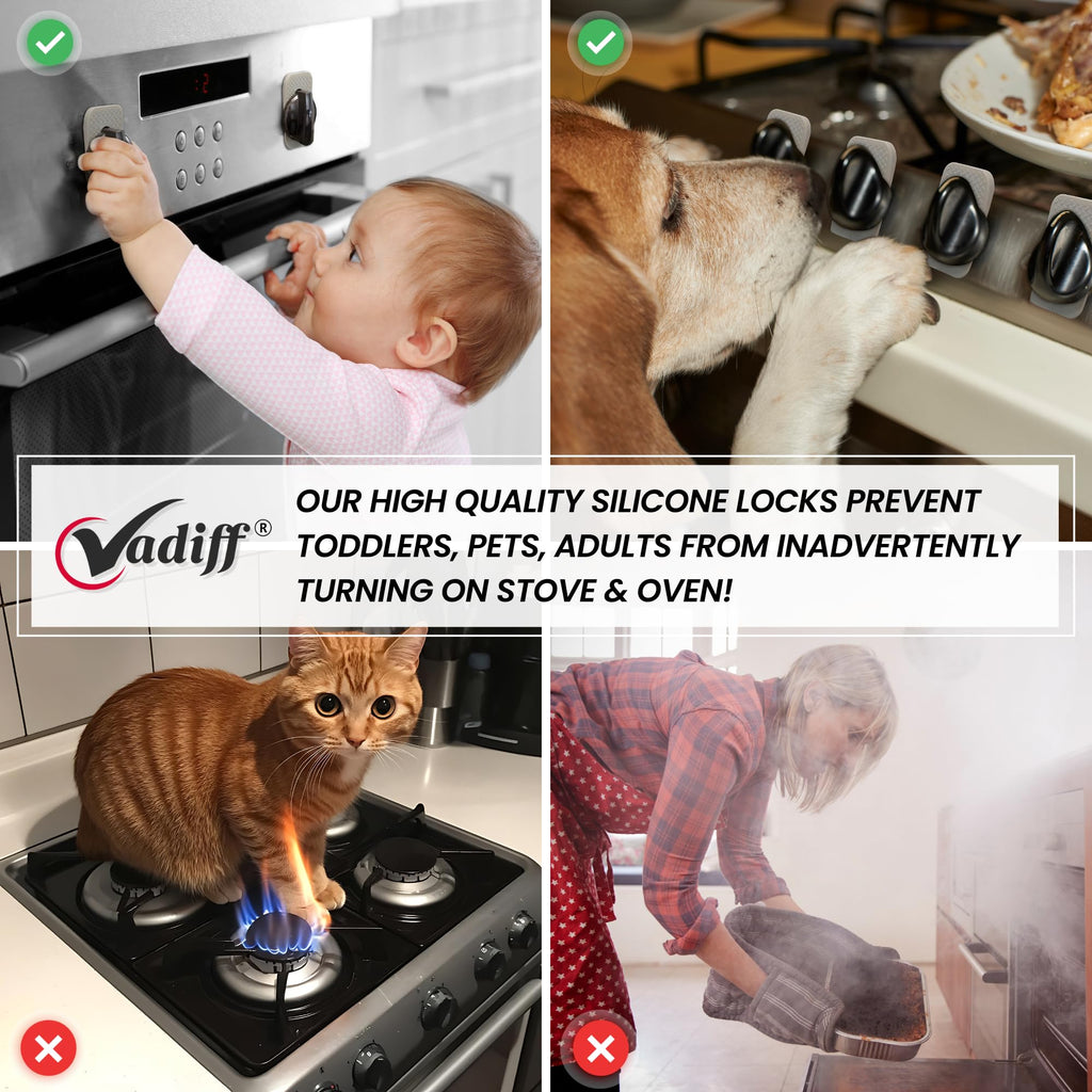 Mom's Choice Award Stove Knob Locks | 5-Pack Silicone Child Safety Lock Set