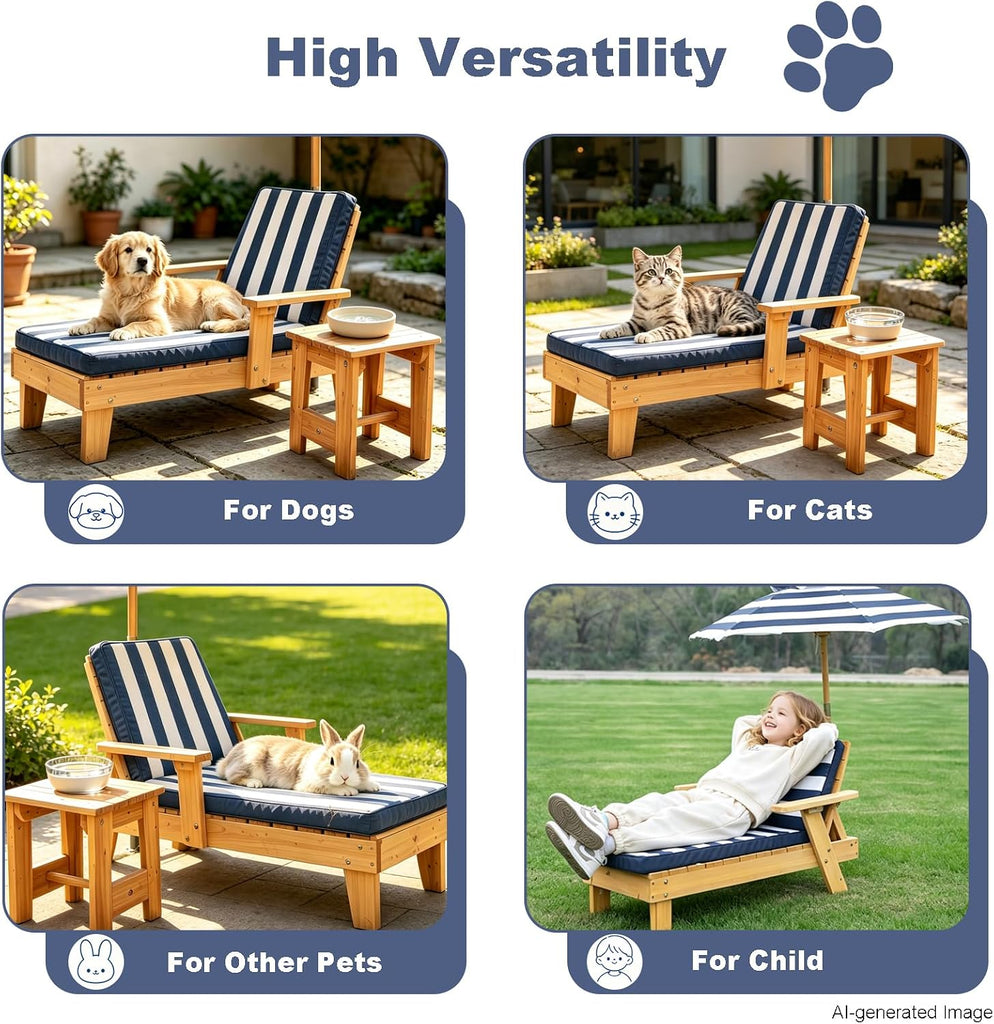 Dog Lounge Chair with Canopy & Removable Cushion for Pets