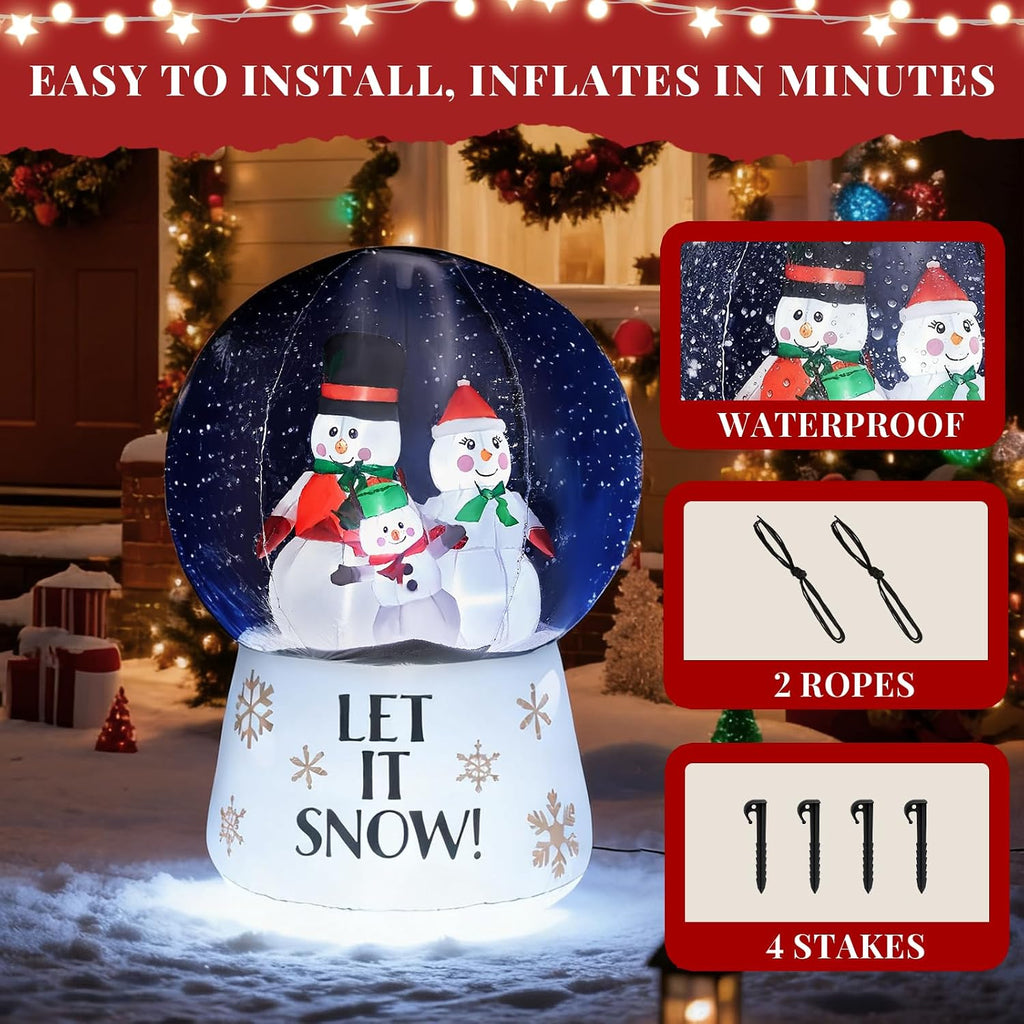 6 FT Large Inflatable Snow Globe with Snowman Family