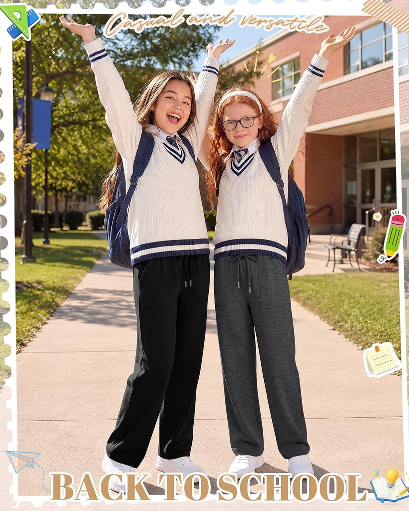3 Pack Girls Wide Leg Lightweight Pants