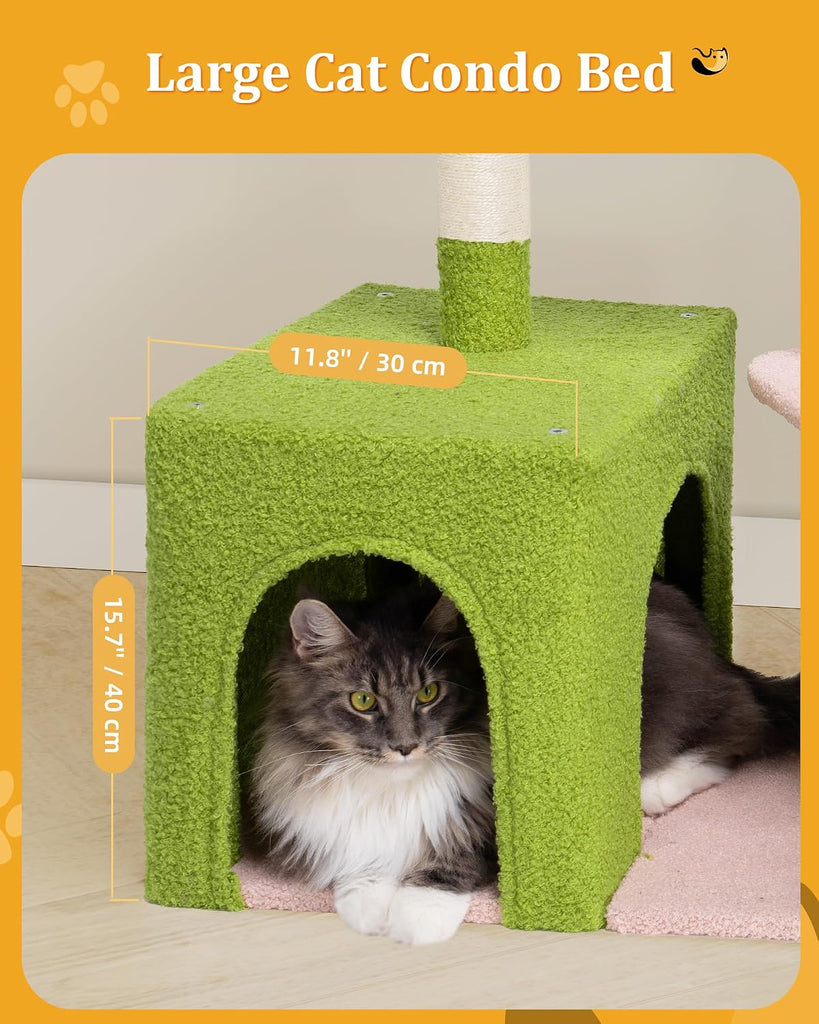 Flower Cat Tree for Indoor Cats, 41.2" Cute Cat Tree for Adult Cats