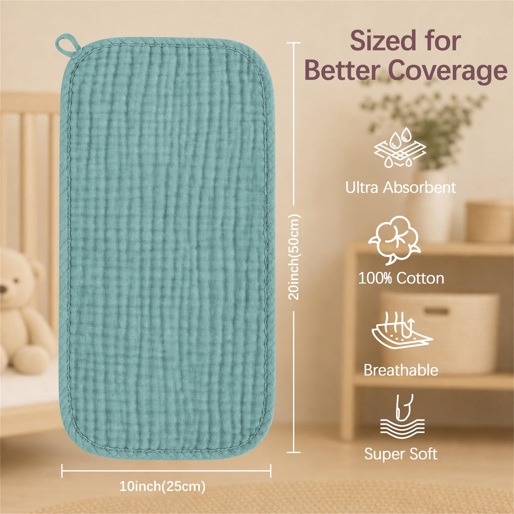12 Pack Muslin Burp Cloths Large 100% Cotton Hand Washcloths, Baby Essentials Absorbent and Soft Burping Rags for