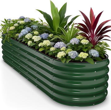 8x2x1.5 ft Galvanized Steel Raised Garden Bed, Raised Garden Bed Kit, Galvanized Planter Box Outdoor, 18" Tall Oval