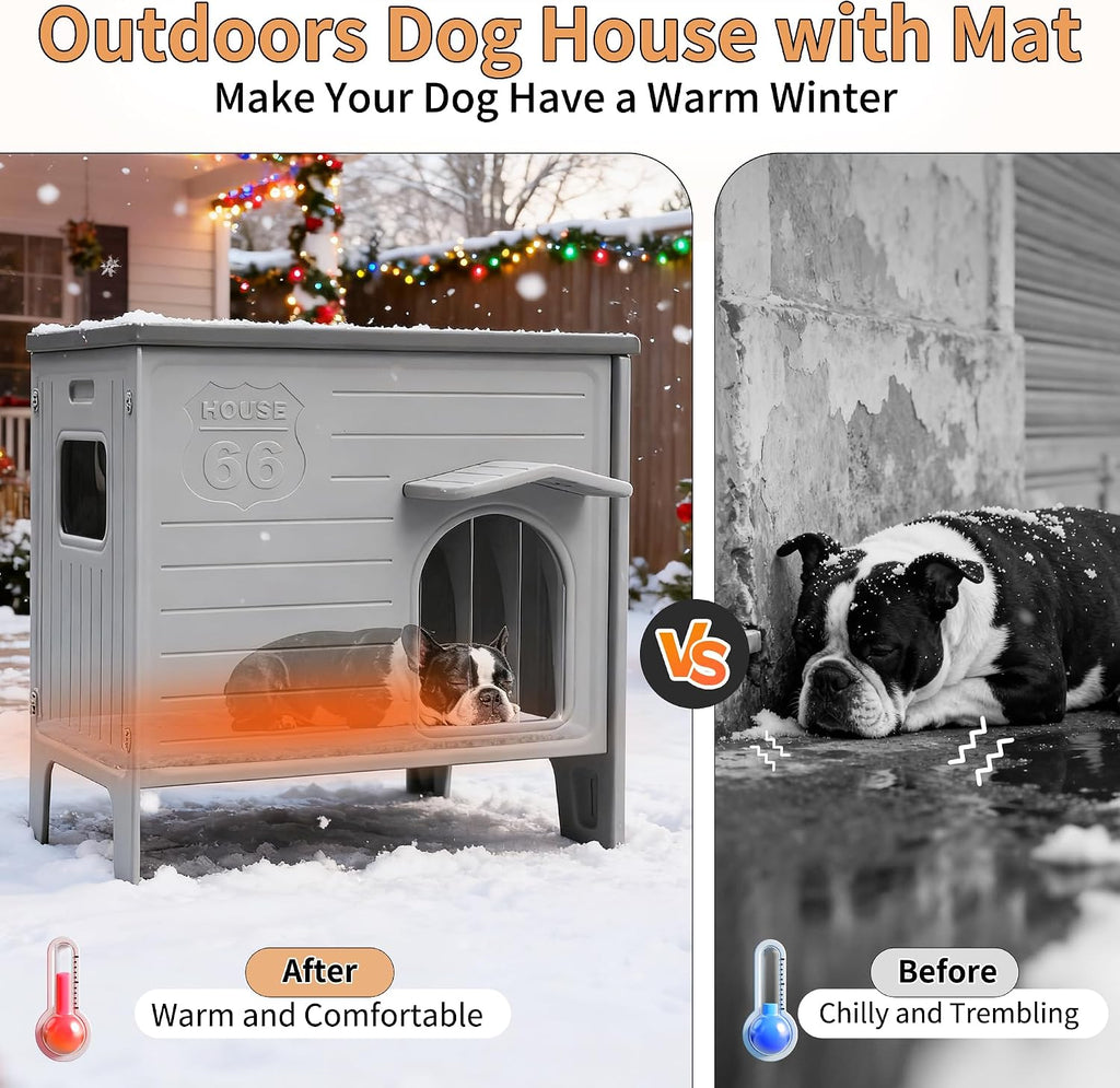 Heated Dog House Outdoor for Medium and Small Dog