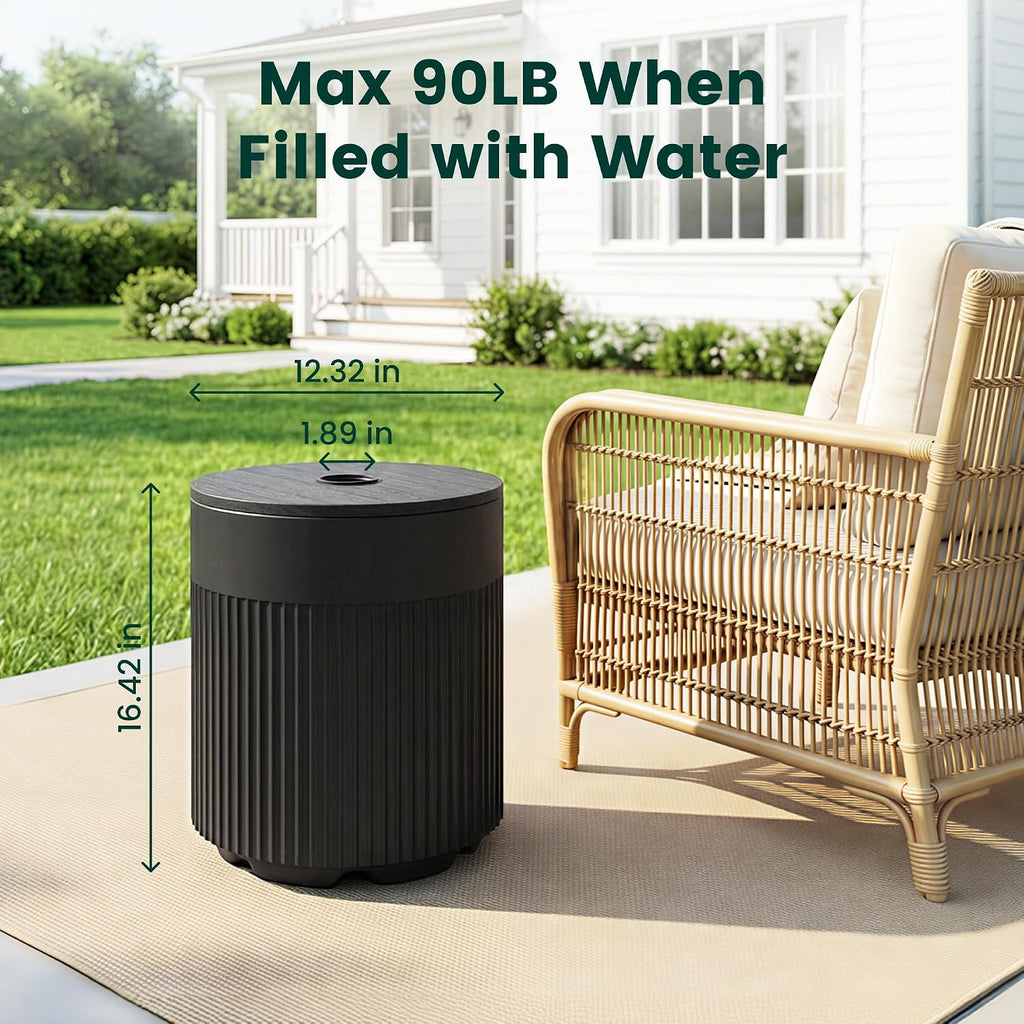 90lb Patio Umbrella Base, Outdoor Umbrella Base Water Filled Stand, 3-in-1 Umbrella Base Table with Hole
