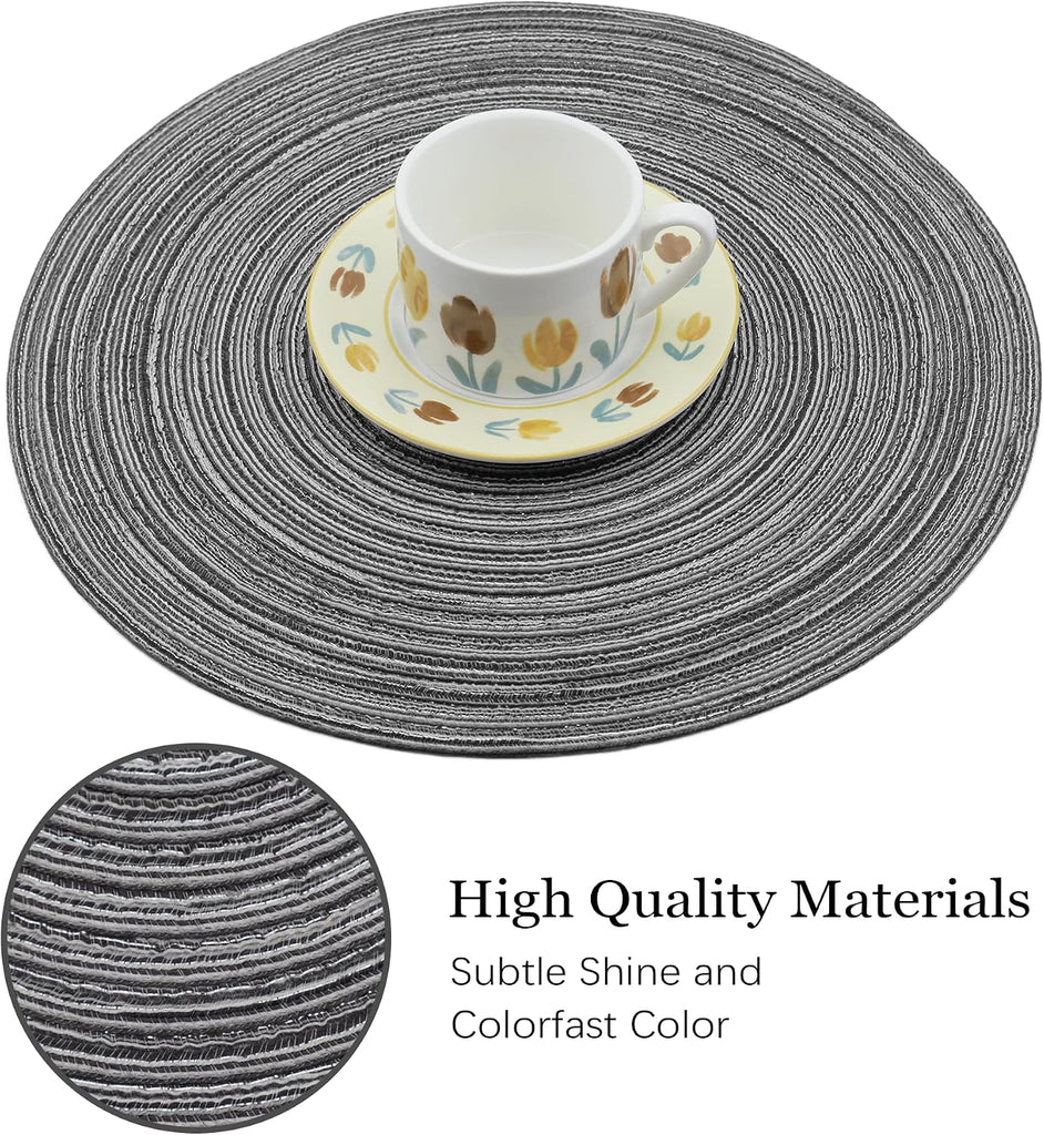 Round Placemats Braided Dining Table Kitchen Decor Mets - Set of 6