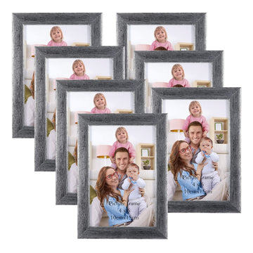4x6 Picture Frame Antique Silver 7 Pack, 4" by 6" Distressed Silver Photo Frames Rustic for Wall or Tabletop