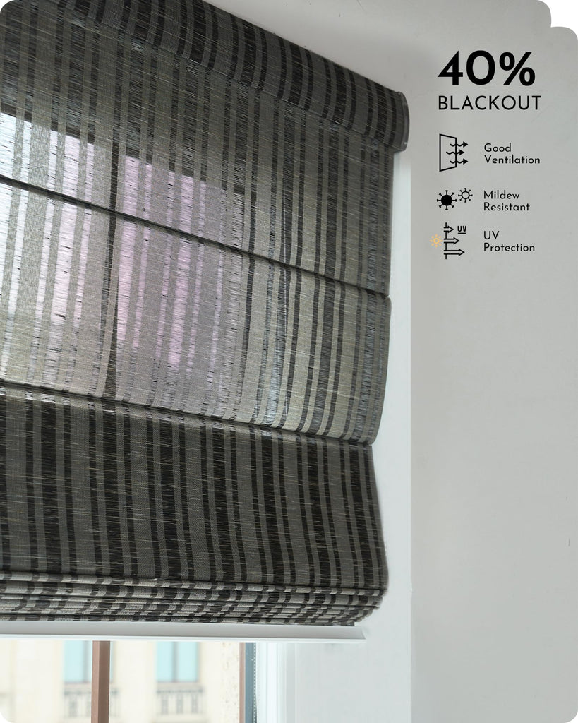 Smart Natural Roman Shades Compatible with Alexa Google Rechargeable Light Filtering Motorized Blinds with Remote