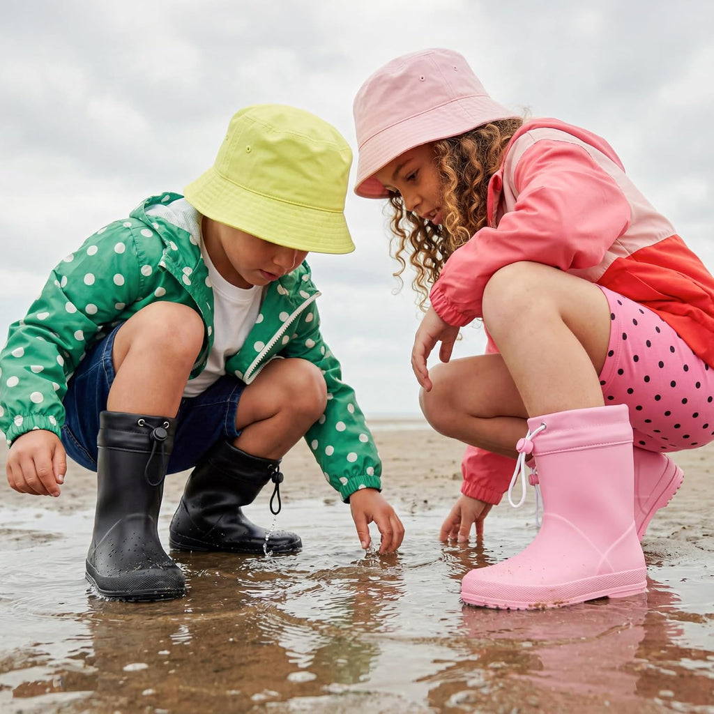 Kids Waterproof Drawstring Rain Boots