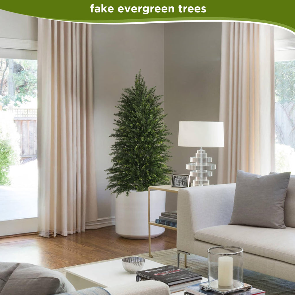 4FT Full Artificial Cedar Trees Set of 2 for Front Porch