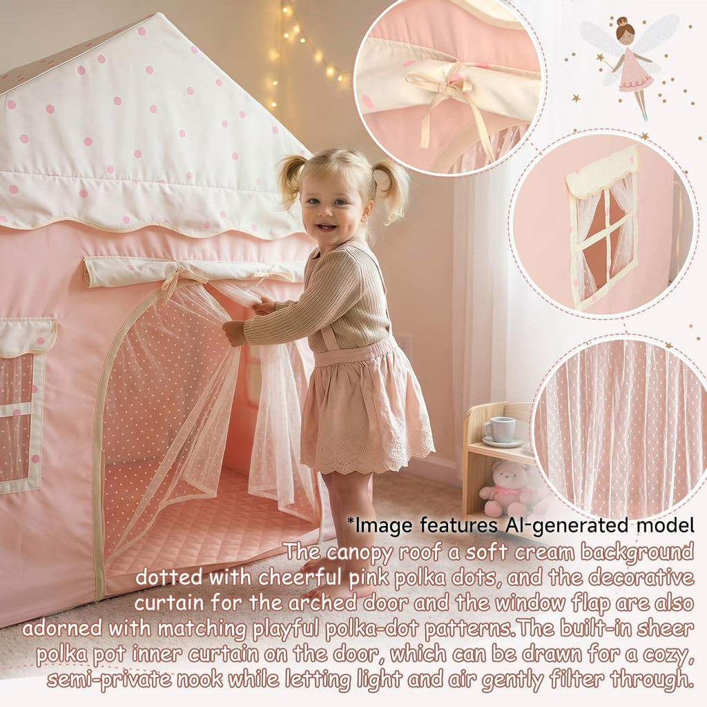 Kids Play Tent with Double Door Children's Playhouse Tents Castle for Girls