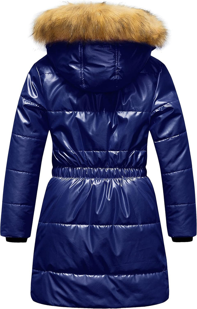 Girl's Long Length Winter Coat Parka Water Resistant Puffer Jacket With Fleece Lining