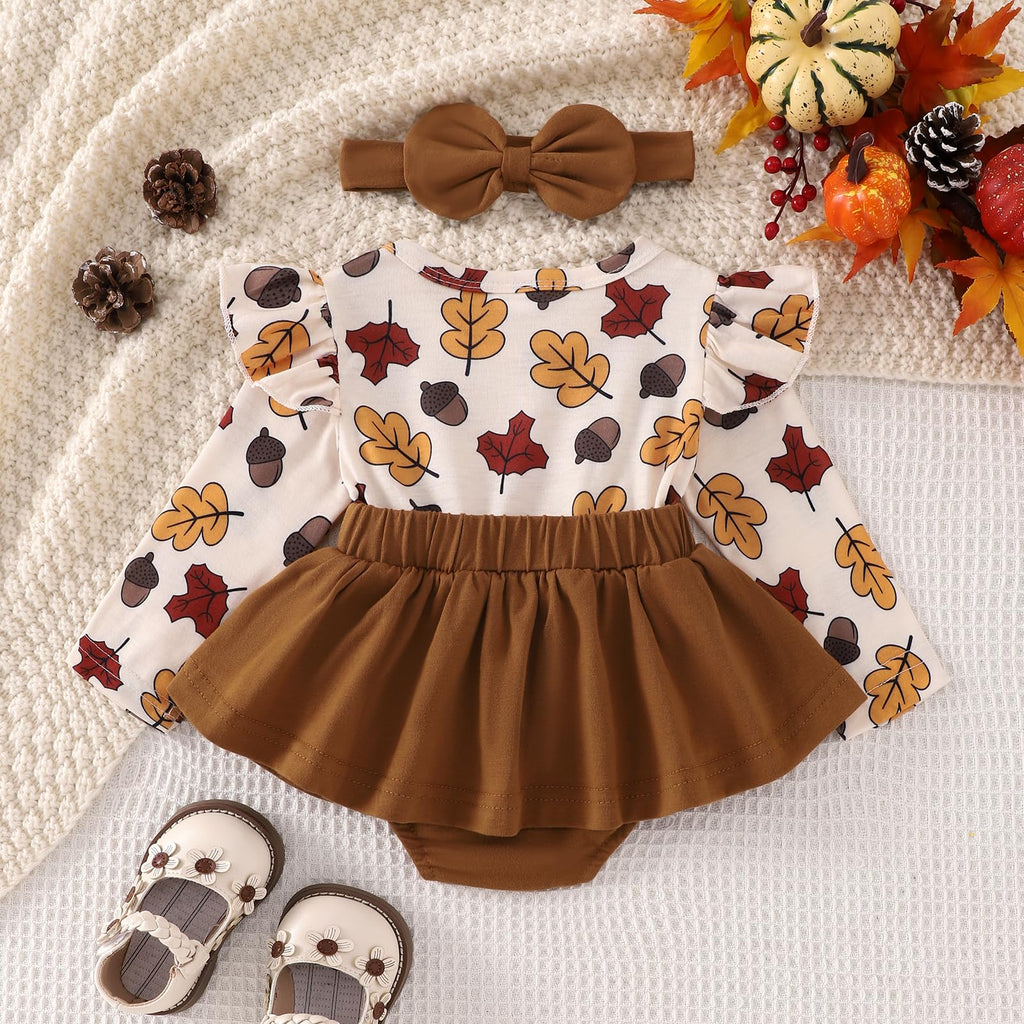 My First Thanksgiving Baby Girl Clothes Long Sleeve Romper Onesie Infant Dress Fall Winter Turkey Outfit