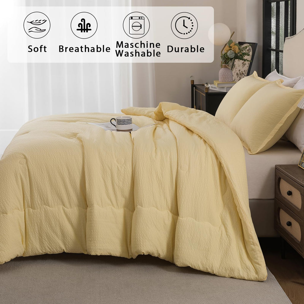 Yellow Solid Microfiber Comforter 3 Pieces