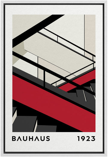 Framed Canvas Print Wall Art Bauhaus Geometric Staircase Collage Abstract Shape Illustrations Modern Decorative