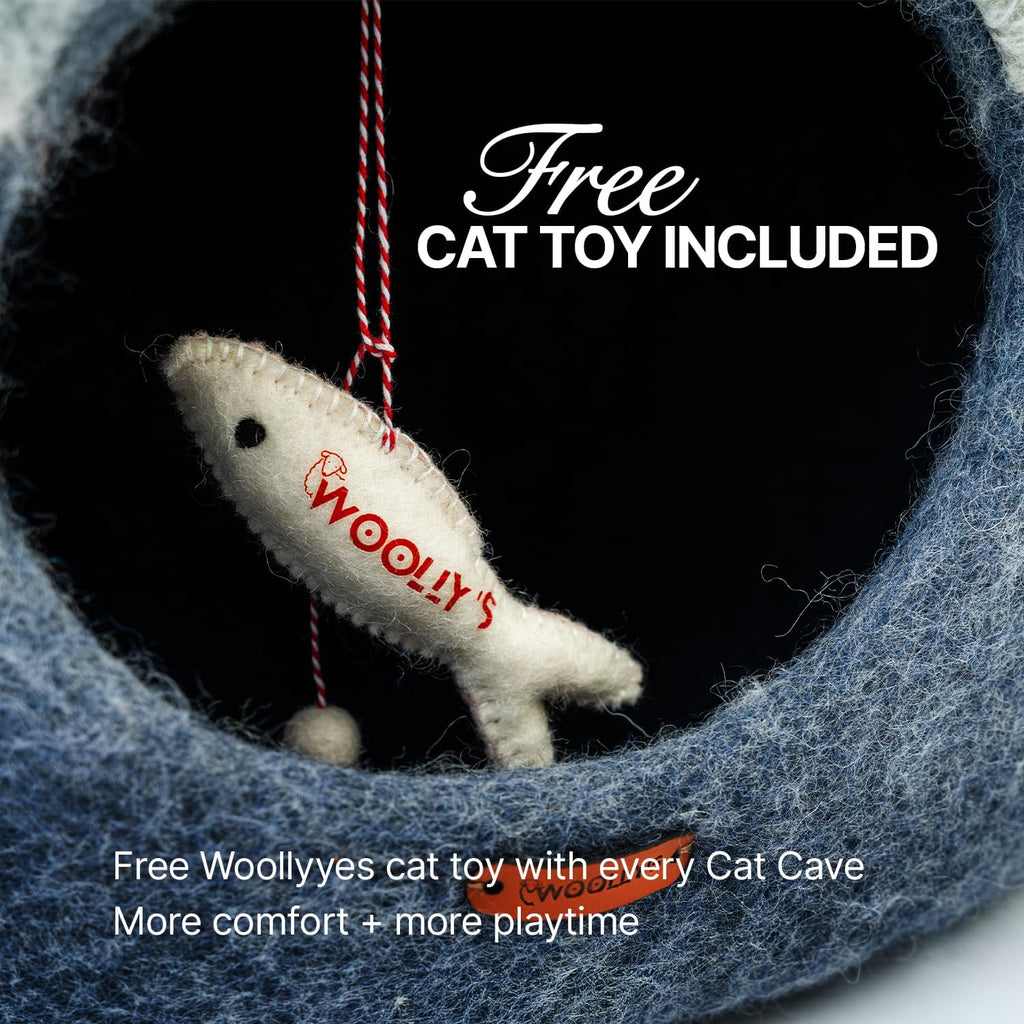 Snowy Mountain Wool Cat Cave Bed for Indoor Cats