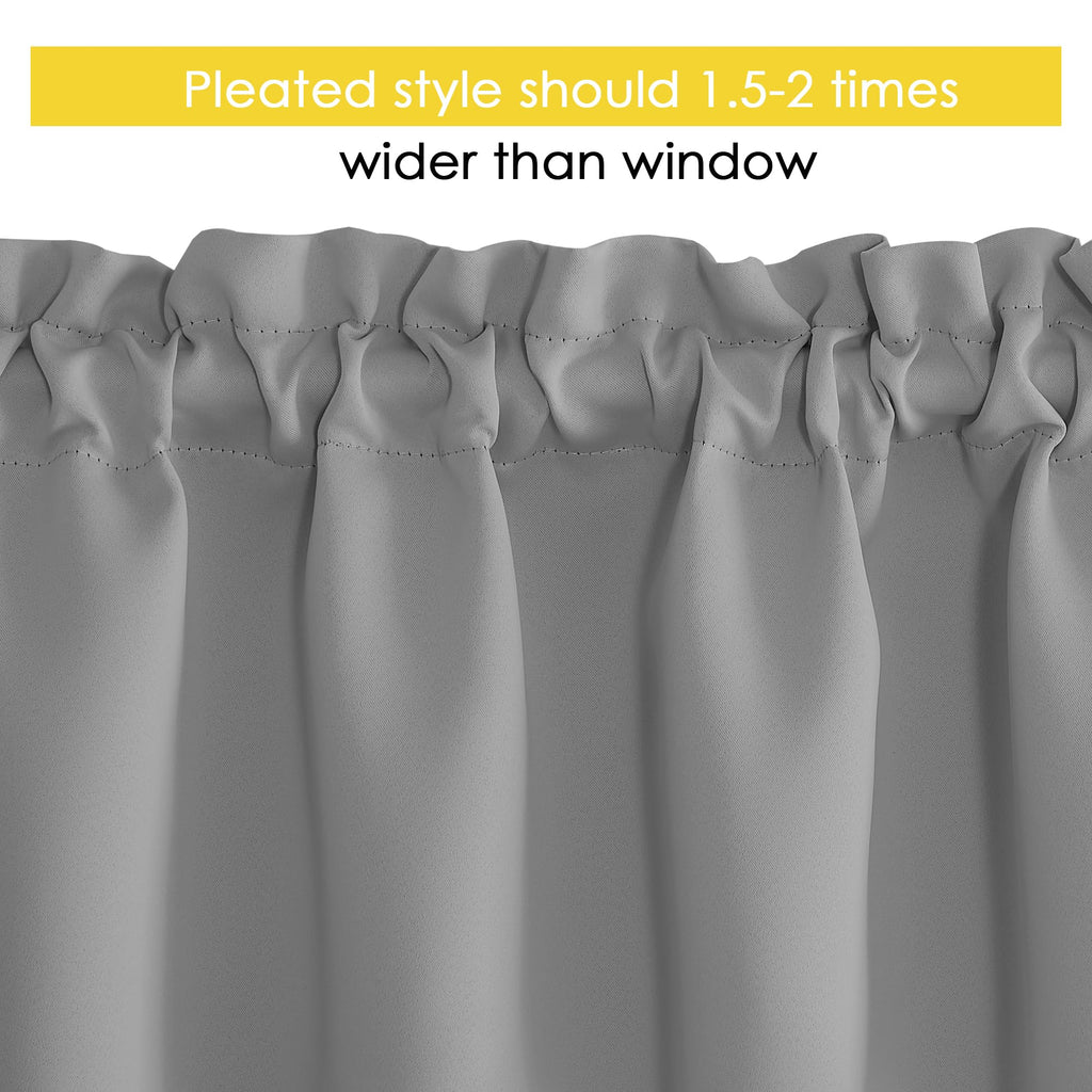 4 Panels Silver Grey Bathroom Curtains Window Valance