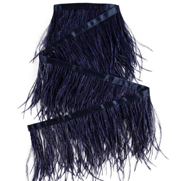 Navy Ostrich Feathers Trim Sewing Fringe 2Yard 4-6inch for DIY Dress Sewing Craft Clothing Latin Wedding Dress