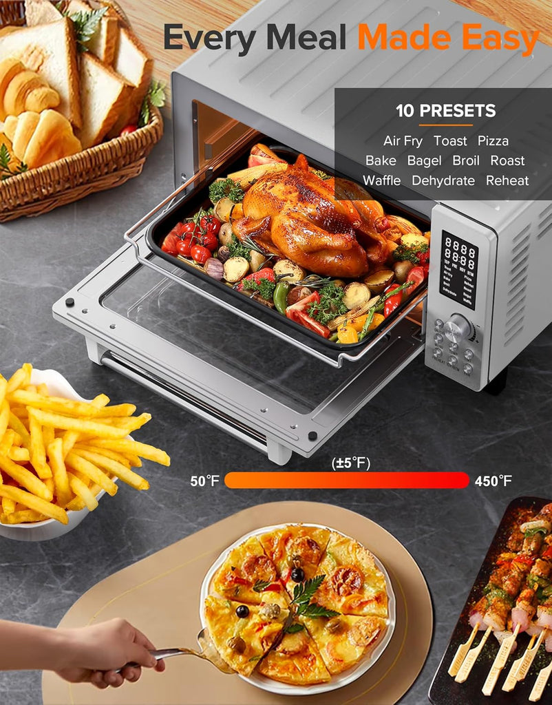 Bravo Pro Smart 21QT Toaster Oven Air Fryer Combo, Convection Oven Countertop, 10 functions all in 1, with even &