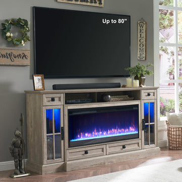 Farmhouse for 80 Inch TV, Light Rustic Oak