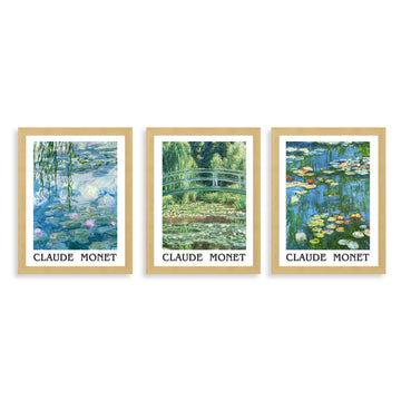 Framed Poster Bathroom Decor 12"x16"x 3 Natural, Wall Art Room Decor Multicolor Watercolor Water Lilies Nature