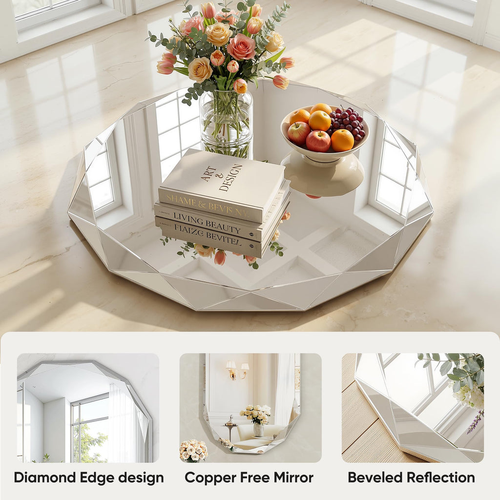 Bathroom Mirror, 20"x 20" Wall Mirror, Frameless Bathroom Mirror with Beveled Edge, Round Shape