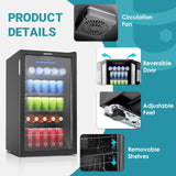 Beverage Refrigerator Cooler, 125 Can Mini Fridge with Glass Door for Soda Beer 