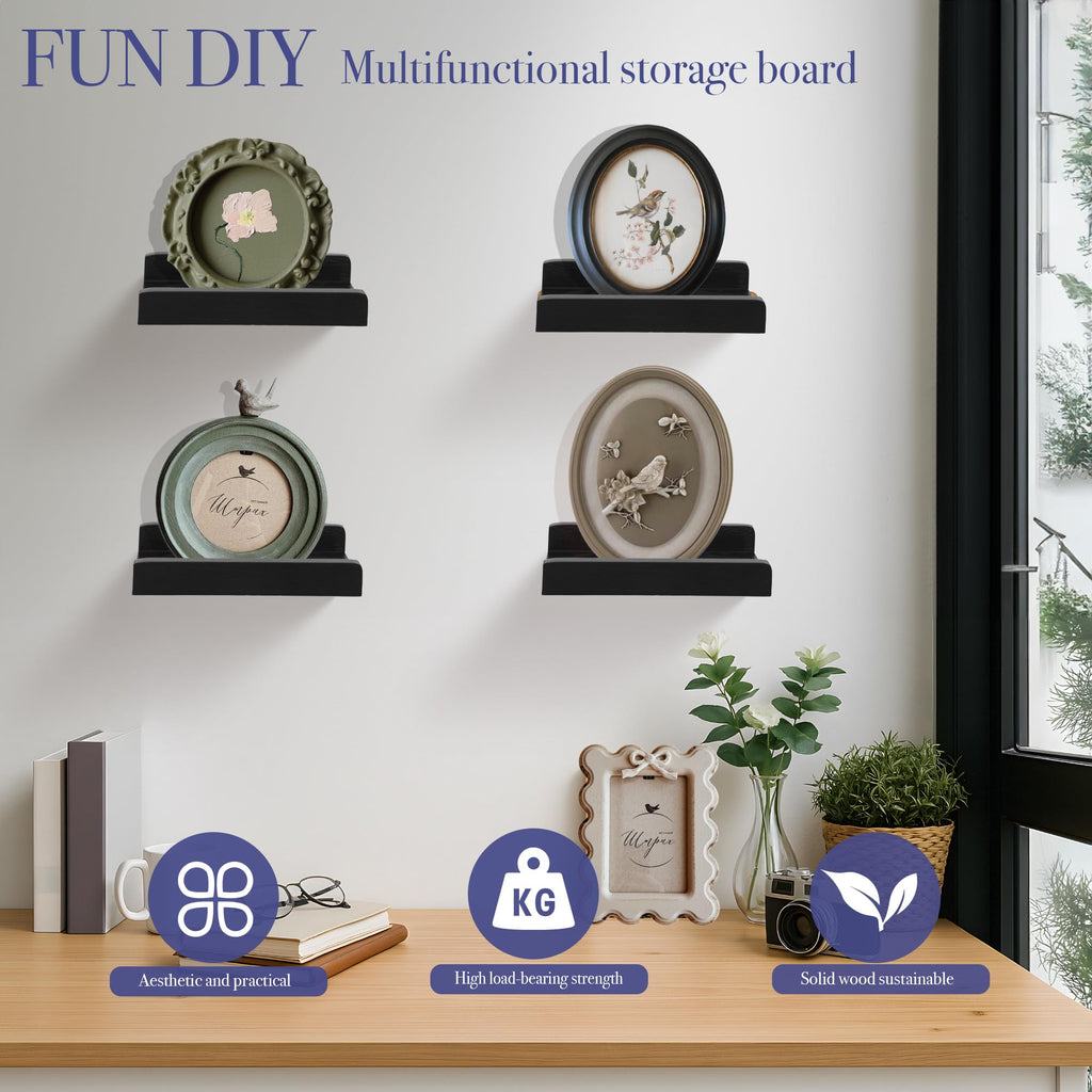 Small Wall Shelf, Floating Shelves for Wall, Mini Display Ledge With Lip