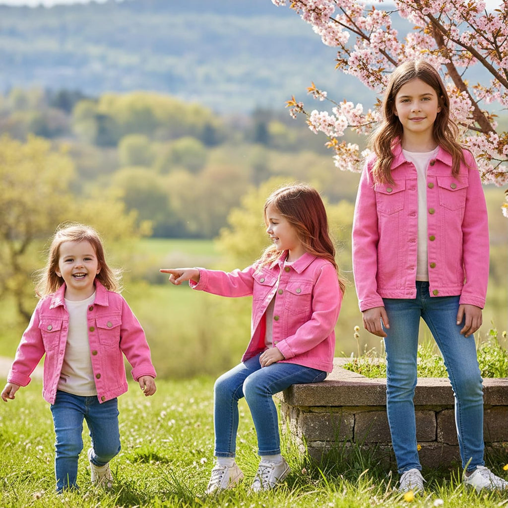 Girls Denim Jacket Classic Jean Coat for Kids & Teens, Casual Outerwear for Spring Fall Lightweight