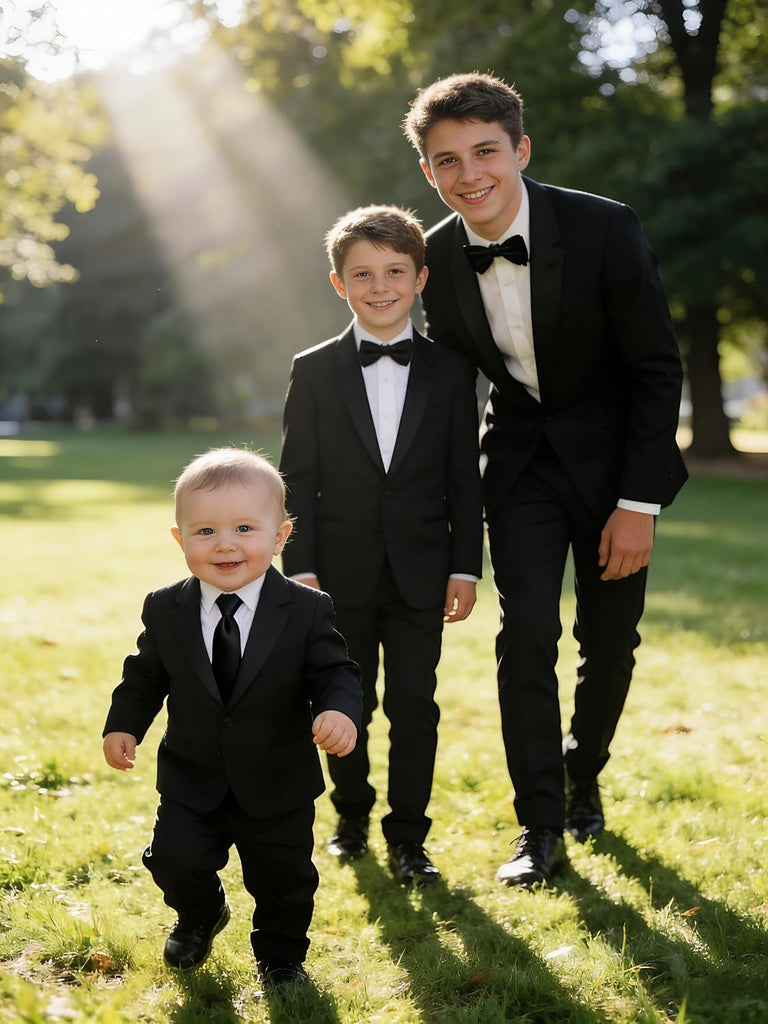 Boys Slim Fit Suits Kids Tuxedo Ring Bearer Outfit,Adjustable Waist