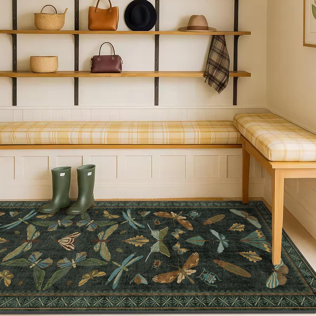 8 ft Long Hallway Runner Rug - Boho Green Rug for Kitchen Floor, Entrance Indoor, Washable Wide Runn
