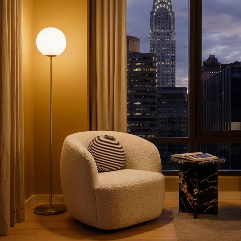 Luna LED Floor lamp, Modern Lamp s & Offices, Great Living Room Décor, Tall Lamp with Frosted Glass Globe, Mid