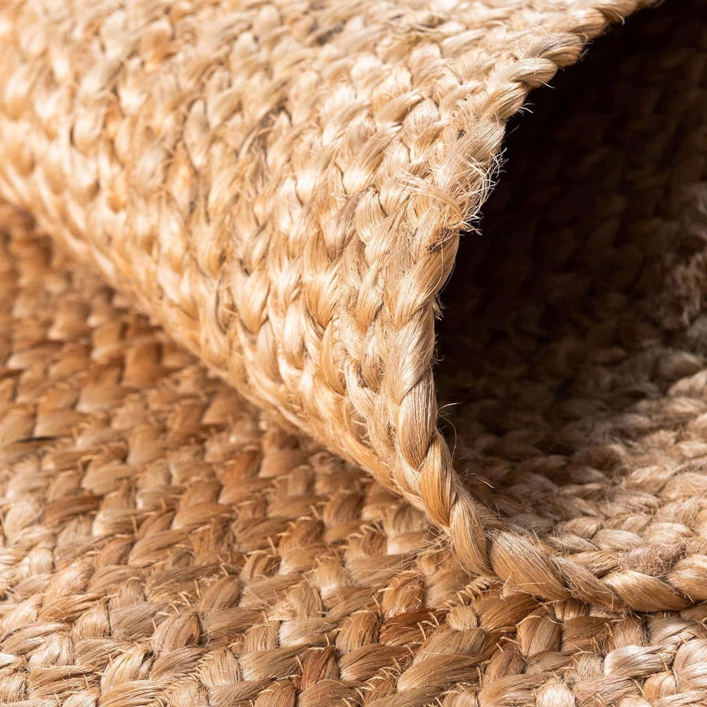 Round Jute Area Rug 6ft Natural Fiber Handwoven Boho Farmhouse Jute Area Rug Soft Braided Reversible