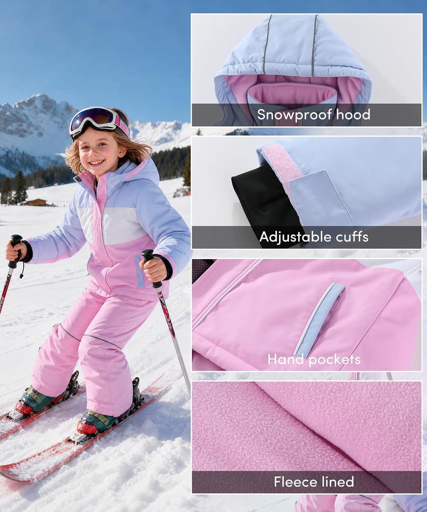 Boys Piece Snowsuit Colorblock Ski Jacket & Bib Overalls Insulated Winter Ski Suit