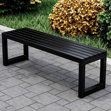 39in 47in 59in 71in Outdoor Metal Bench Weatherproof Outdoor Seating All-Weathe Backless Patio Bench With Slatted