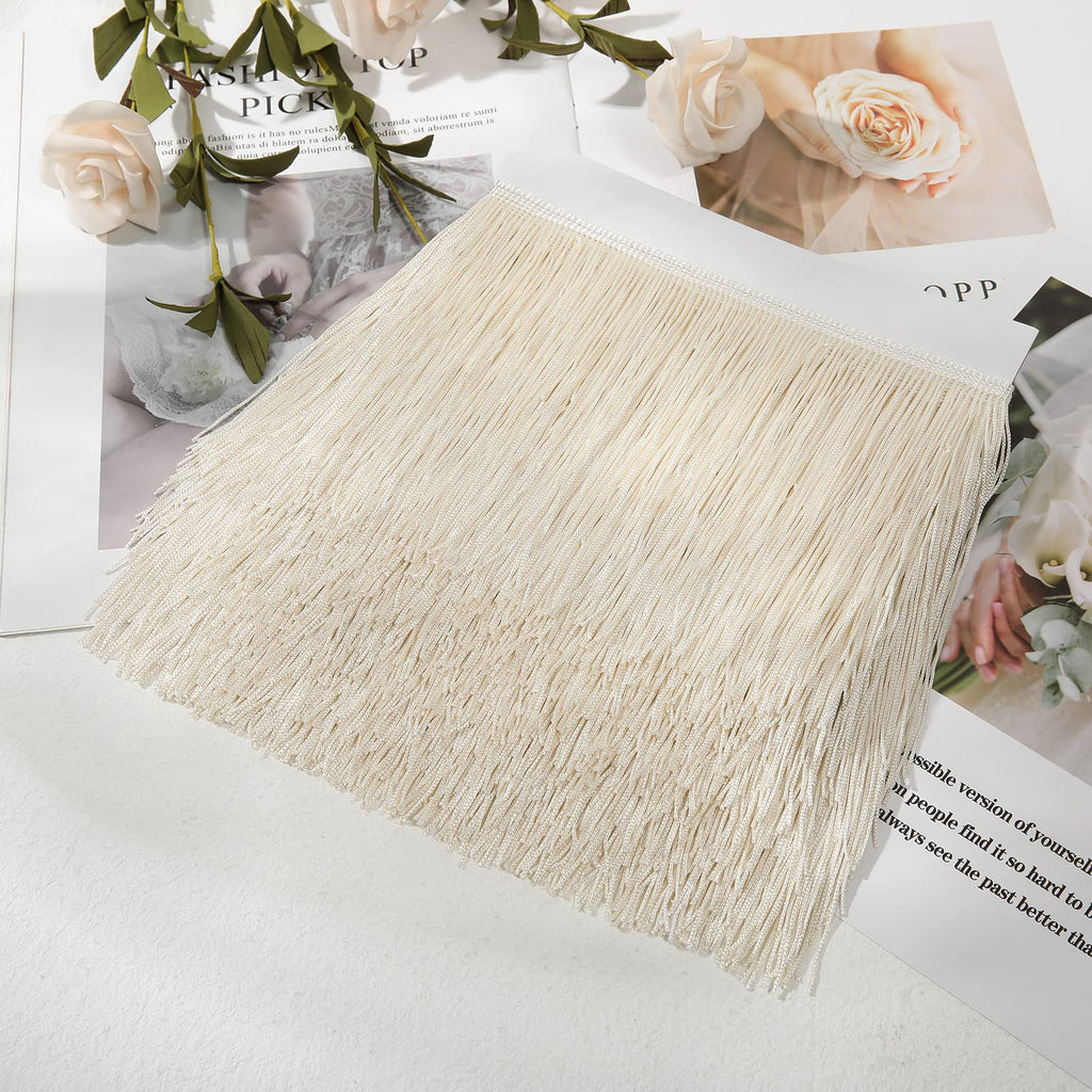 Sewing Fringe Trim for DIY Craft, Off White, 6 Inches Wide - 10 Yards