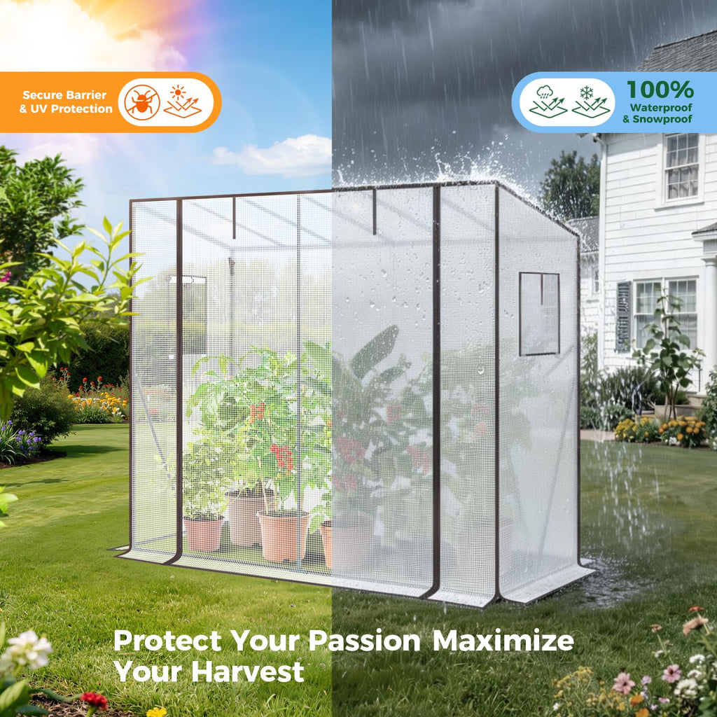 Tomato Greenhouse for Outdoors: Portable Lean to Green House Heavy Duty with Roll-Up Zippered Door, Tall Plastic