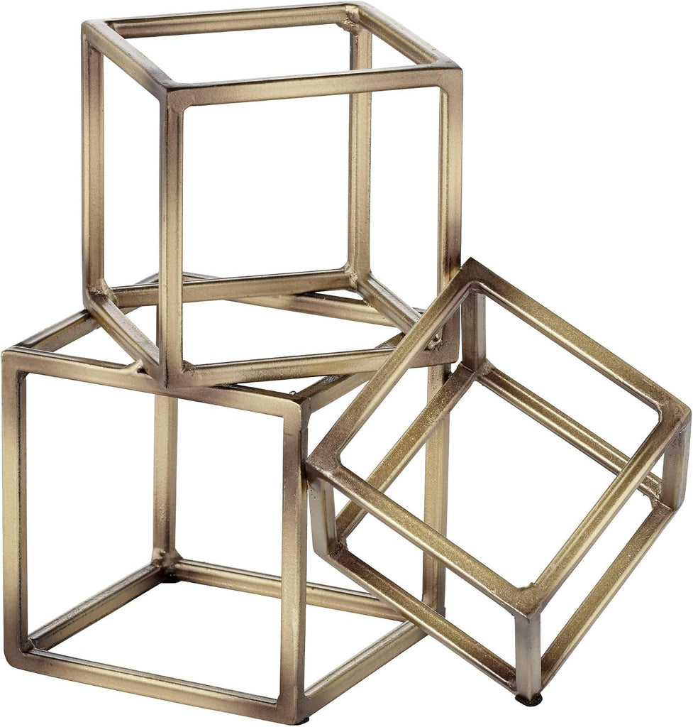 Tricube Antique Brass Finish 7 1/2" High Geometric Bookends