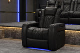 Tuscany Home Theater Seat - Nappa Leather Power Recliner with Cool Gel Memory Foam, USB-C/A Charging, RGB LED Lights
