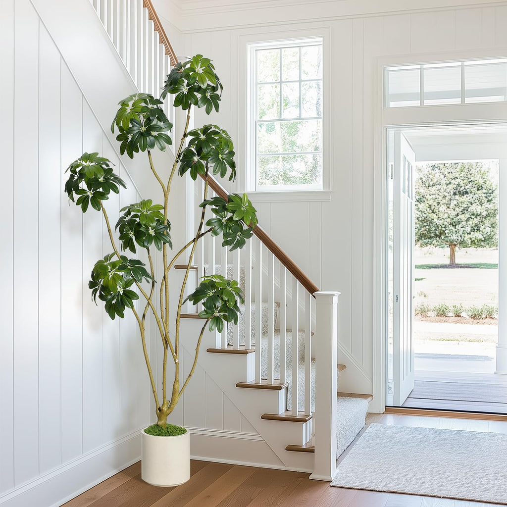 Umbrella Tree Plant, 6 ft Tall Faux Schefflera Tree