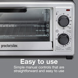 4 Slice Countertop Toaster Oven, Multi-Function with Bake, Toast and Broiler, 1100 Watts, 30 min timer and auto