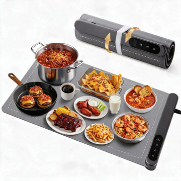 Warming Food Mat, Electric Heating Warming Mat for Food with 6 Level Temperature & 6 Hours Timer, Flexible Silicone