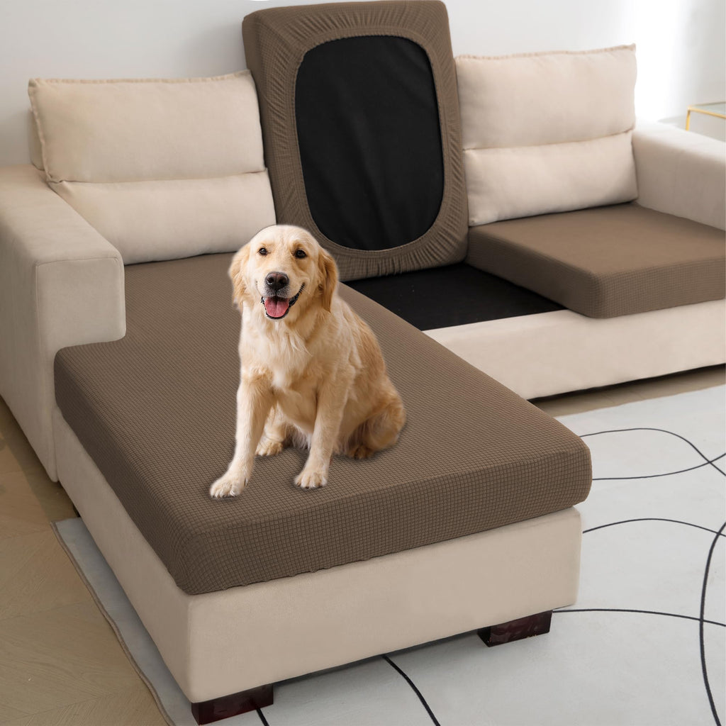 Water Repellent L Shaped Couch Covers 4 Pieces Sofa Seat Cushion Slipcovers, Stretch Separete Chaise Lounge Cover for