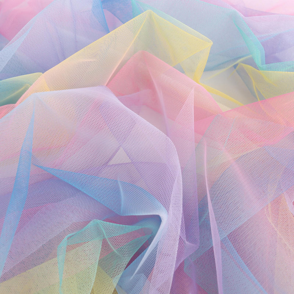 Rainbow Gradient Tulle Fabric for Sewing DIY Crafts Tutu Tulle Dress Making Table Runner Curtain Drapes Home &