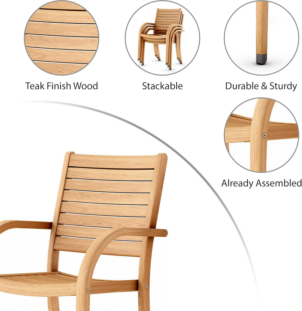 Berlin 9-Piece Teak Finish Rectangular Extendable Patio Dining Set