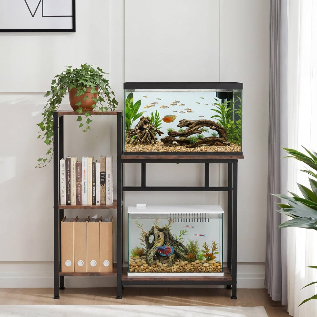 5/10 Gallon Fish Tank Stand with Storage Shelves Wood Aquarium Stand