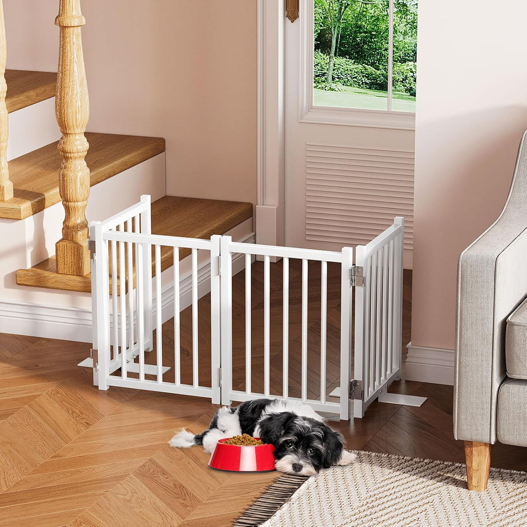 Short Dog Gate Indoor, 16" High Freestanding Small Dog Door Gates with Support Feet, Expands Up to 48'' Wide Foldable