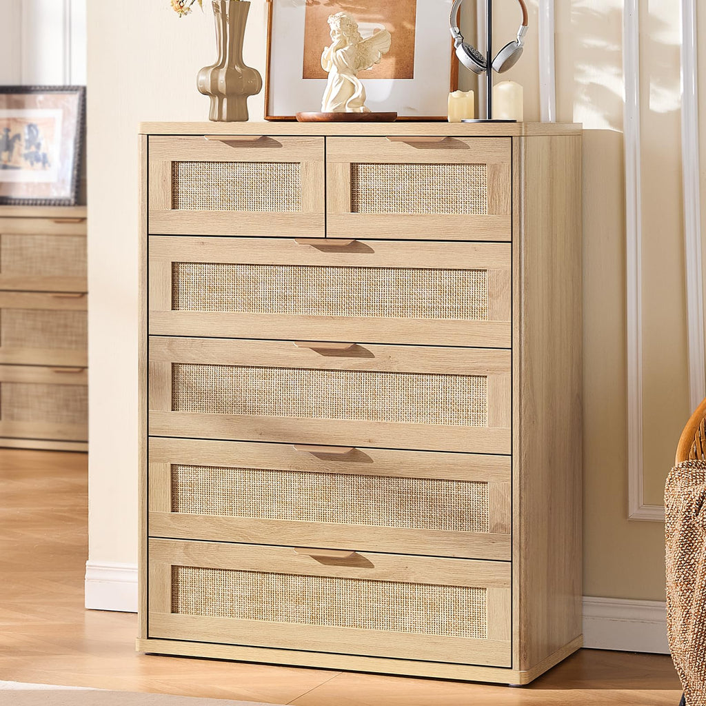 Rattan Dresser Set 2, 41" Tall Chest of Drawers