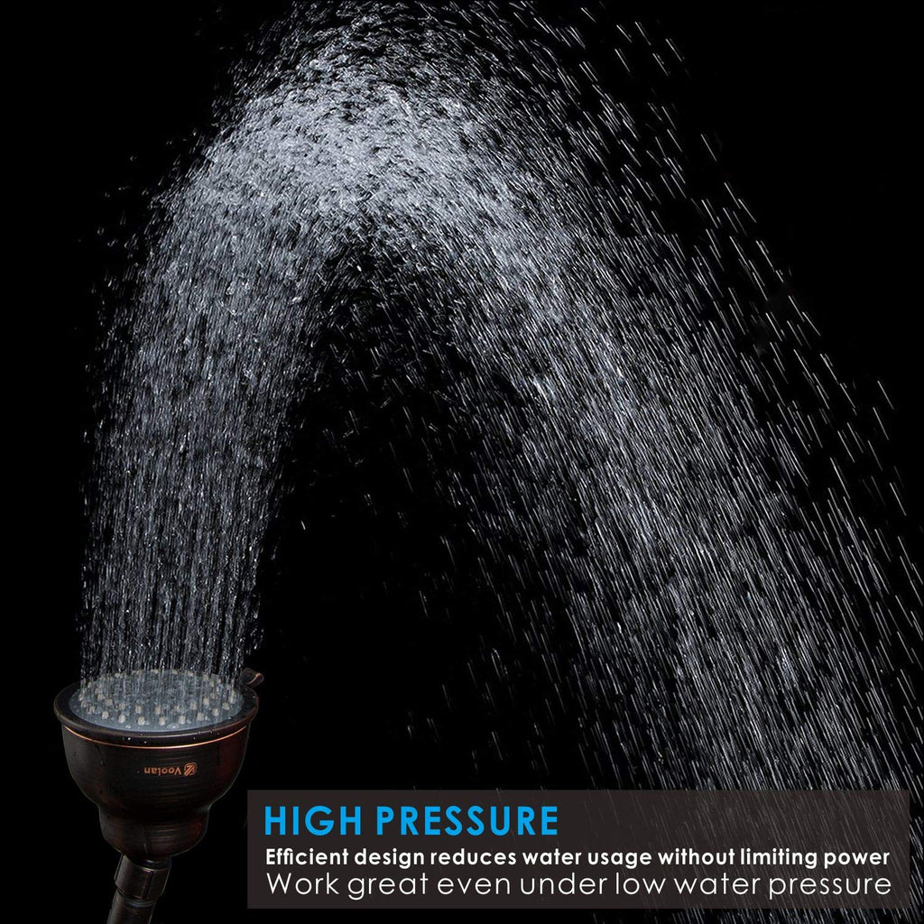 High Pressure Shower Head with Shower Arm - 5 Function Rain Shower Head - Comfortable Shower Experience Even at Low