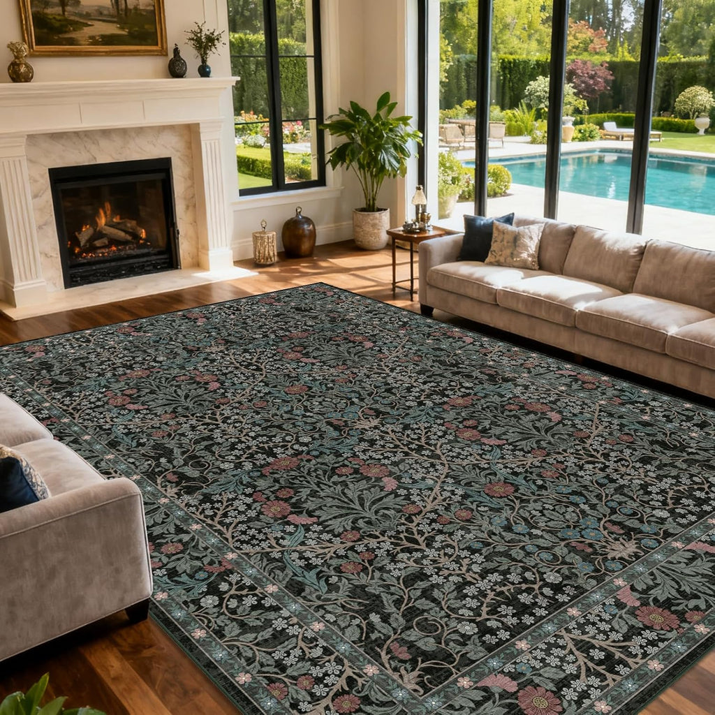 Extra Large 10x14 Area Rug for Living Room, Washable Rugs for Dining Room, Bedroom, Non Slip Stain R
